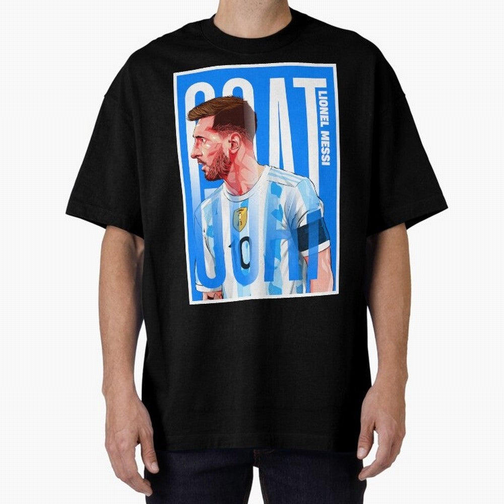 Lionel Messi The GOAT Illustration artwork Premium T-Shirt Experience Global Football Passion for FIFA World Cup 2026 USA Canada Mexico, Connected to CR7, Argentina, France and Brazil, Tournament Hype, Historic Matchups, Family Viewing Parties and