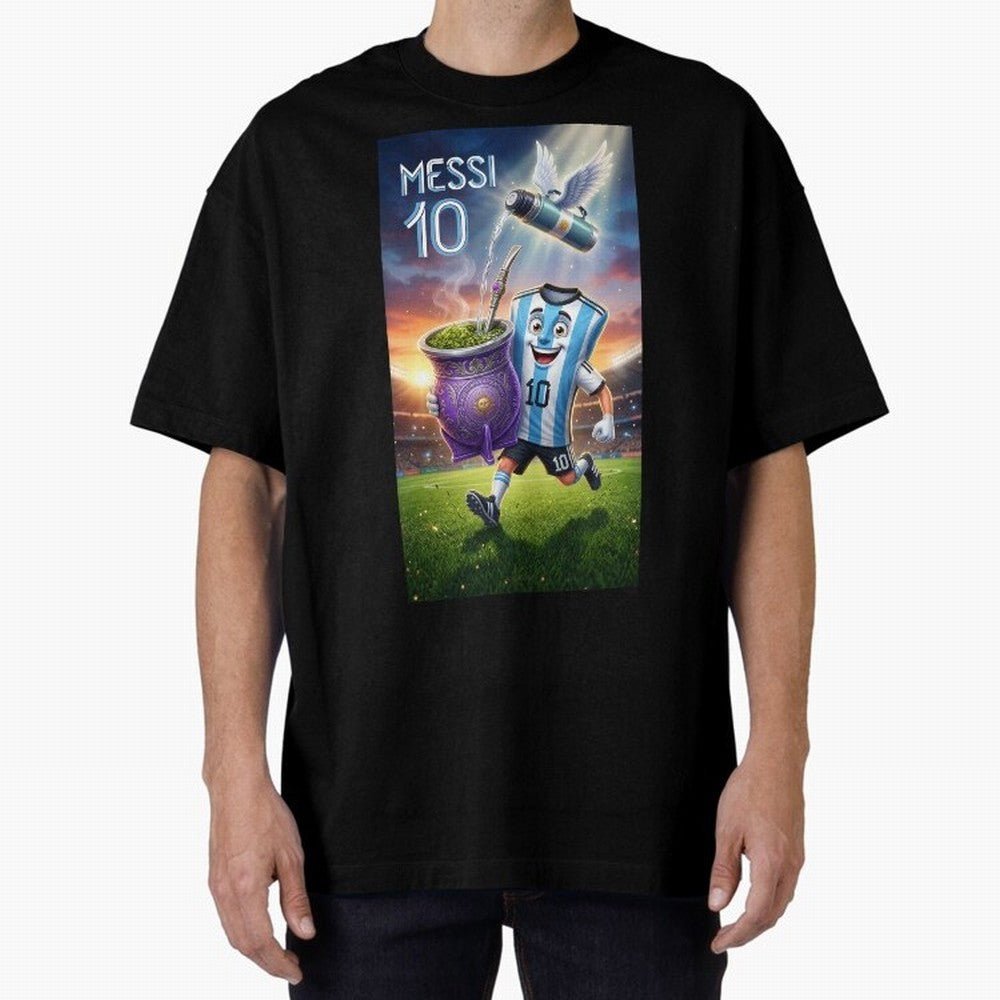 Messi 10 & Mate Magic ¨C The Soul of Argentine Football - Argentina Football Mate Mascot - Messi 10 Soccer Fan Art Oversized T-Shirt Show Match Day Excitement for FIFA World Cup 2026 USA Canada Mexico for Fans of Neymar, Haaland and Cristiano