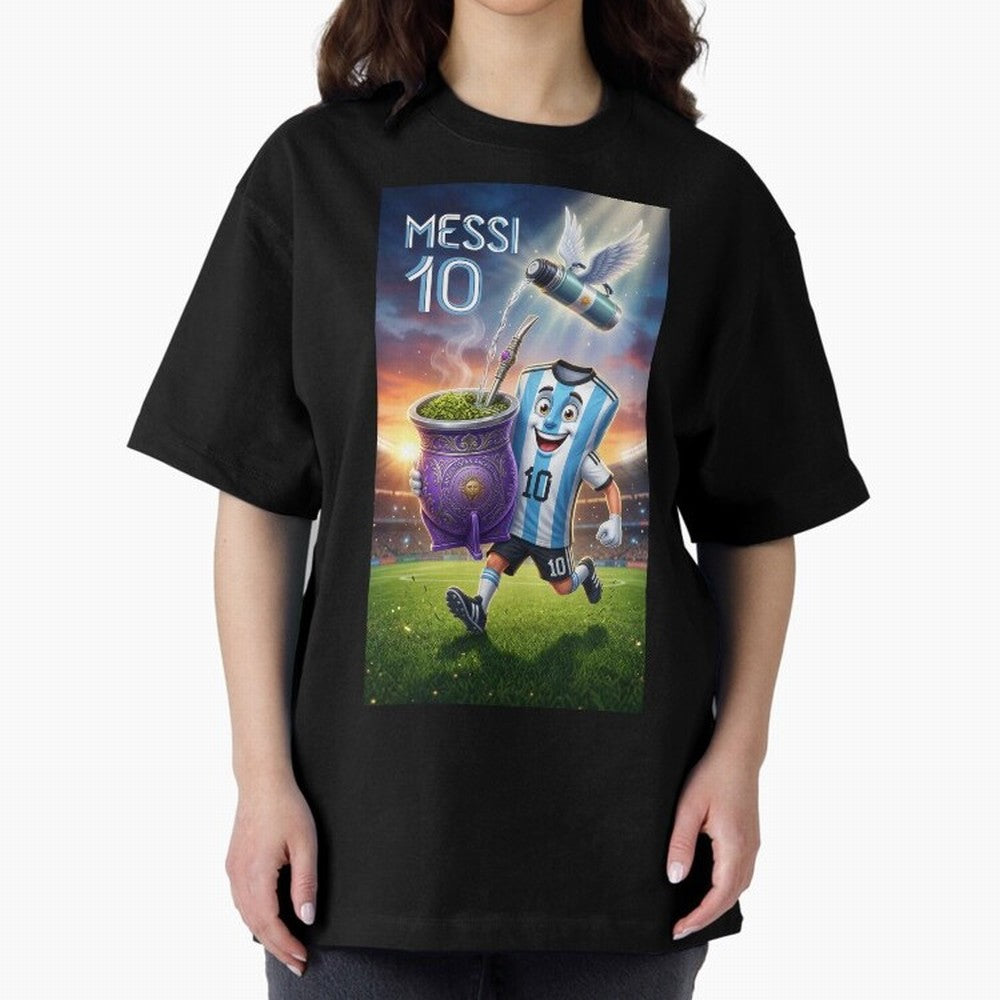 Messi 10 & Mate Magic ¨C The Soul of Argentine Football - Argentina Football Mate Mascot - Messi 10 Soccer Fan Art Oversized T-Shirt Show Match Day Excitement for FIFA World Cup 2026 USA Canada Mexico for Fans of Neymar, Haaland and Cristiano