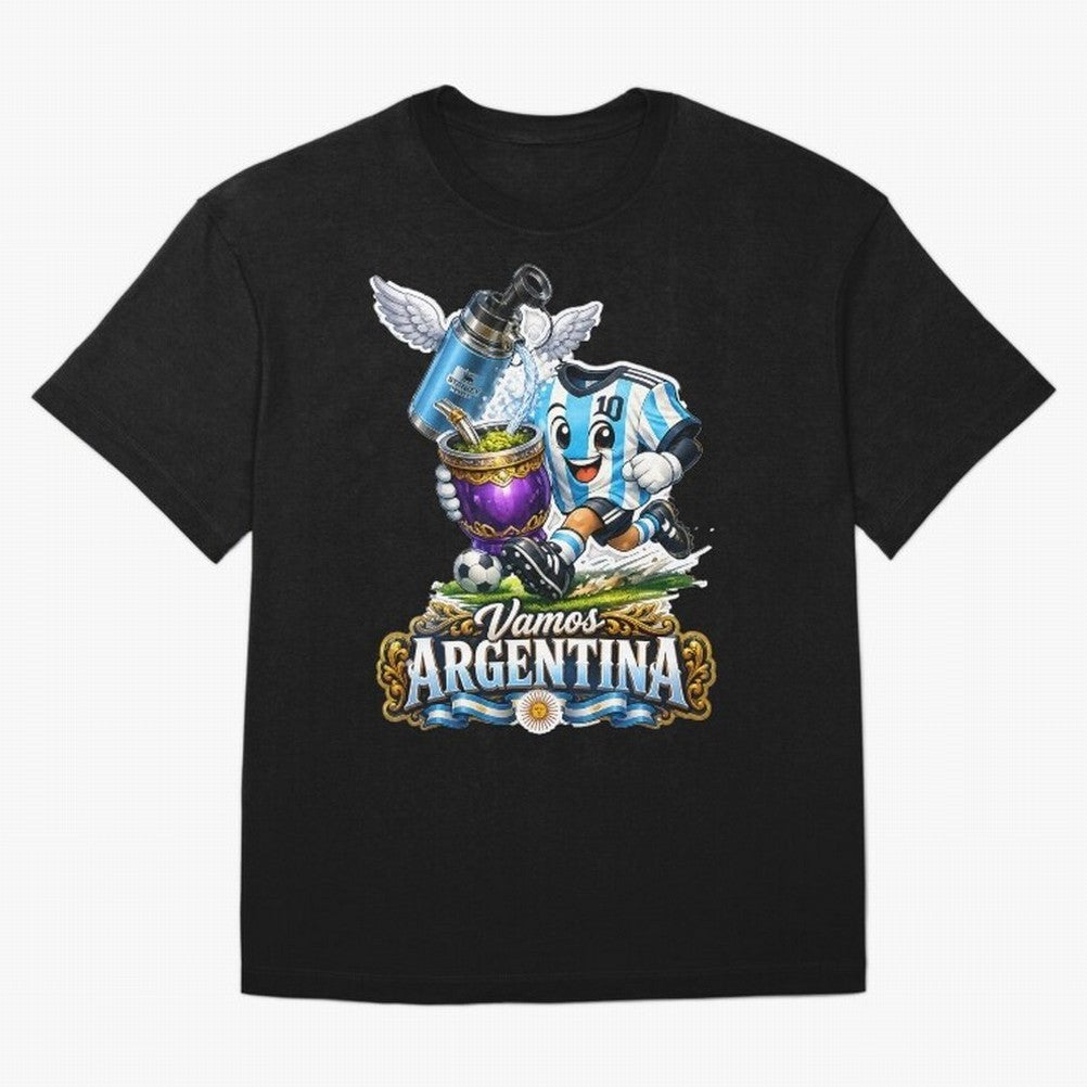 Cancha & Mate Dreams ¨C Argentina Football Heritage - Argentina Football Mate Mascot - Messi 10 Soccer Fan Art Classic T-Shirt Make Memories around Global Football Passion for FIFA World Cup 2026 Group Stage, Filled with Messi, Neymar and Mbappe,