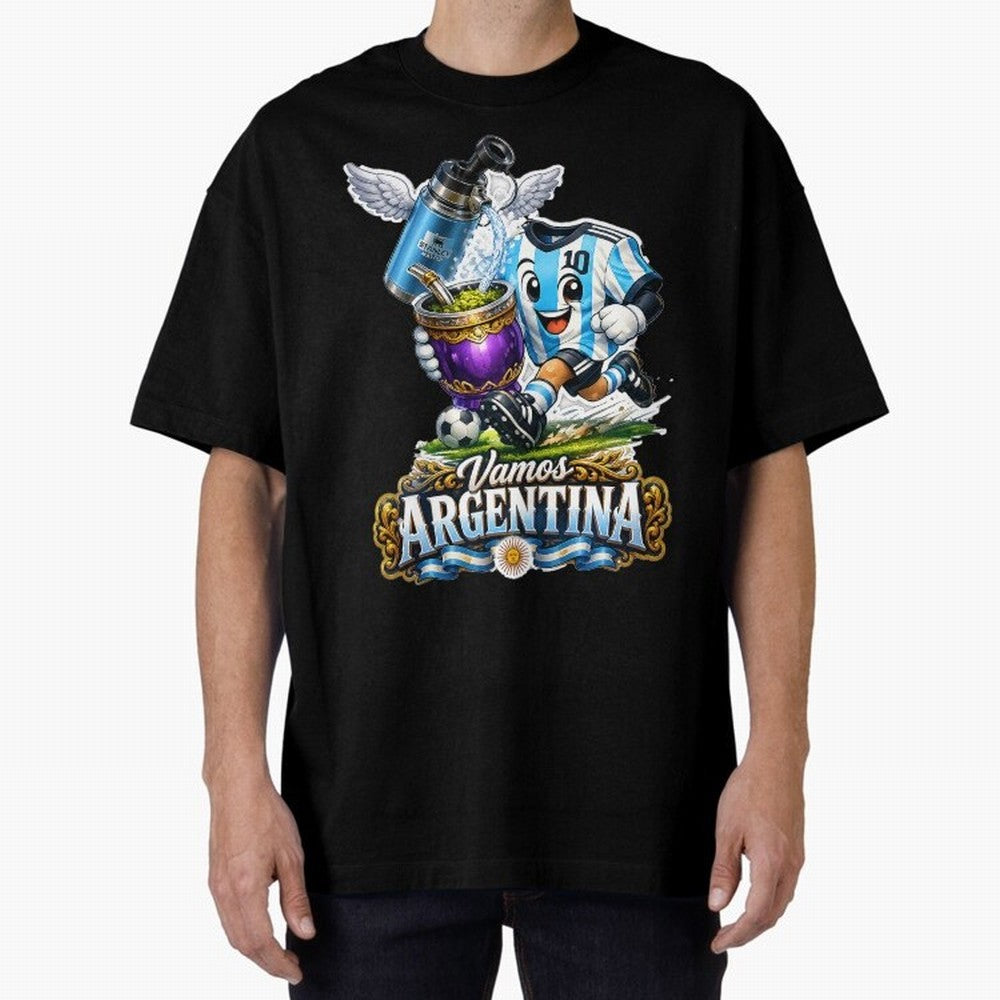 Cancha & Mate Dreams ¨C Argentina Football Heritage - Argentina Football Mate Mascot - Messi 10 Soccer Fan Art Classic T-Shirt Make Memories around Global Football Passion for FIFA World Cup 2026 Group Stage, Filled with Messi, Neymar and Mbappe,