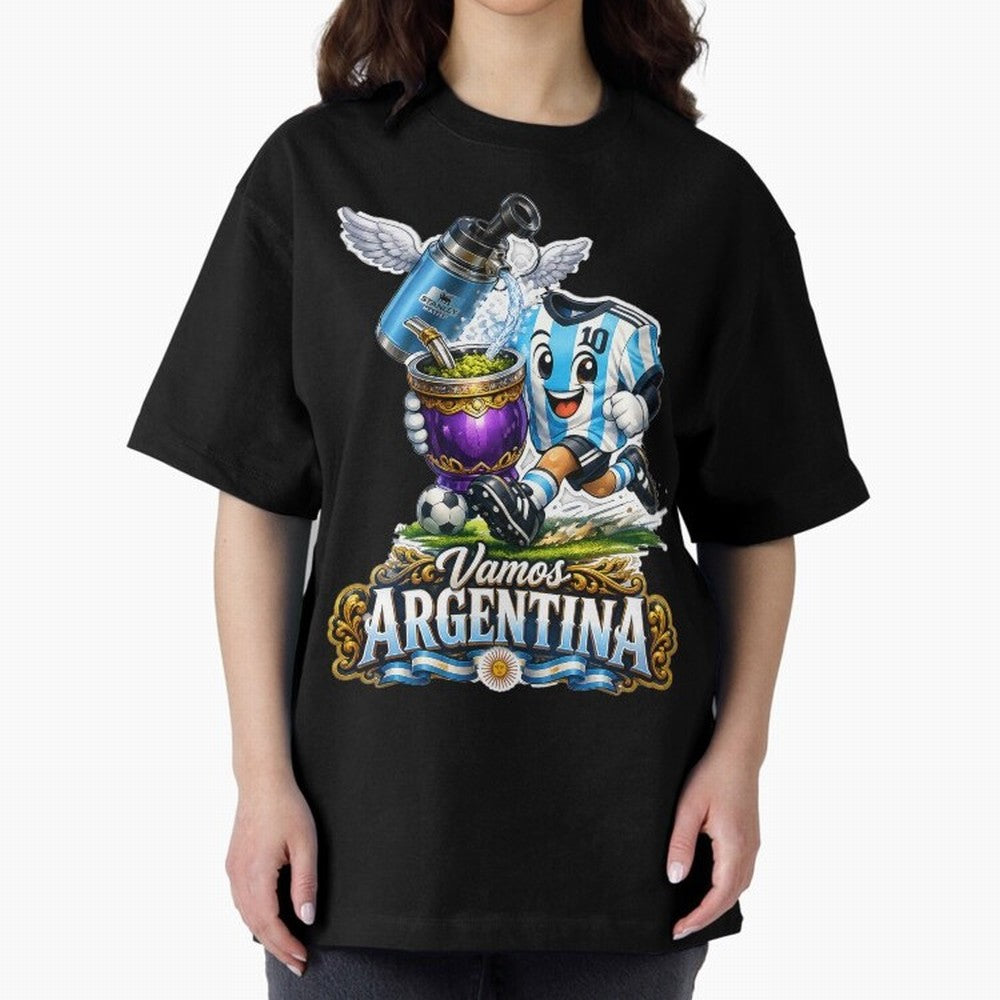 Cancha & Mate Dreams ¨C Argentina Football Heritage - Argentina Football Mate Mascot - Messi 10 Soccer Fan Art Classic T-Shirt Make Memories around Global Football Passion for FIFA World Cup 2026 Group Stage, Filled with Messi, Neymar and Mbappe,