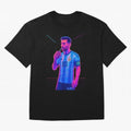 Messi The Goat Art Neon Synthwave Cyberpunk ¨C Retro Futuristic Classic T-Shirt Wear the Spirit of FIFA World Cup 2026 USA Canada Mexico Capturing Messi and Cristiano Ronaldo, Spain and Netherlands Energy, Sports Nostalgia, International