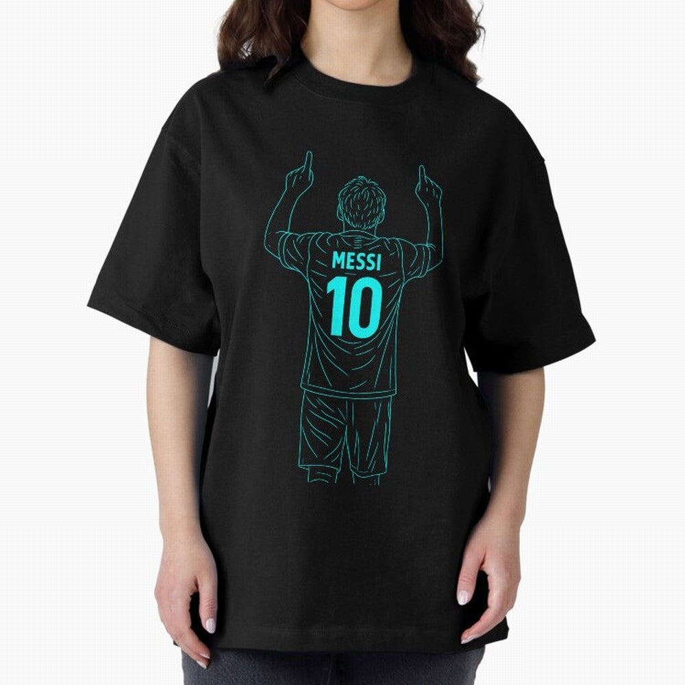 Messi Iconic Celebration Oversized T-Shirt Feel the Trophy Chase of Global Football Passion for FIFA World Cup 2026 USA Canada Mexico, Driven by Cristiano Ronaldo, England and Germany, Supporter Pride, Iconic Celebrations, Legendary Names and