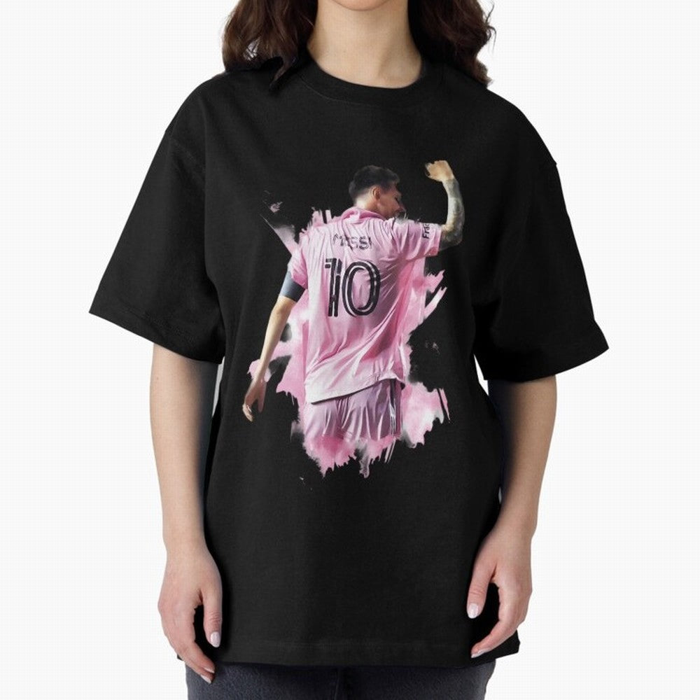Messi Inter Miami Celebration Art ¨C Football Legend in Pink Jersey Classic T-Shirt Stand with FIFA World Cup 2026 USA Canada Mexico Spirit, Highlighting Argentina, Neymar, Vintage Soccer Flavor, Modern Football Stars, National Flags and Final