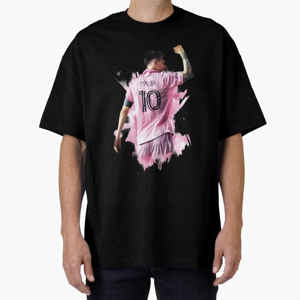 Messi Inter Miami Celebration Art ¨C Football Legend in Pink Jersey Classic T-Shirt Stand with FIFA World Cup 2026 USA Canada Mexico Spirit, Highlighting Argentina, Neymar, Vintage Soccer Flavor, Modern Football Stars, National Flags and Final