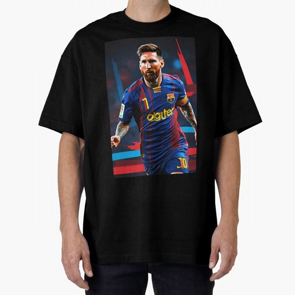 Messi.fcb Oversized T-Shirt Honor Football Greatness during FIFA World Cup 2026 Featuring Messi, France and Portugal Energy, Classic Soccer Heritage, Championship Pressure, Fan Loyalty and International Pride; Ideal for Football Dads, Football