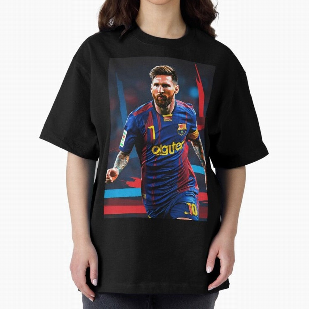 Messi.fcb Oversized T-Shirt Honor Football Greatness during FIFA World Cup 2026 Featuring Messi, France and Portugal Energy, Classic Soccer Heritage, Championship Pressure, Fan Loyalty and International Pride; Ideal for Football Dads, Football