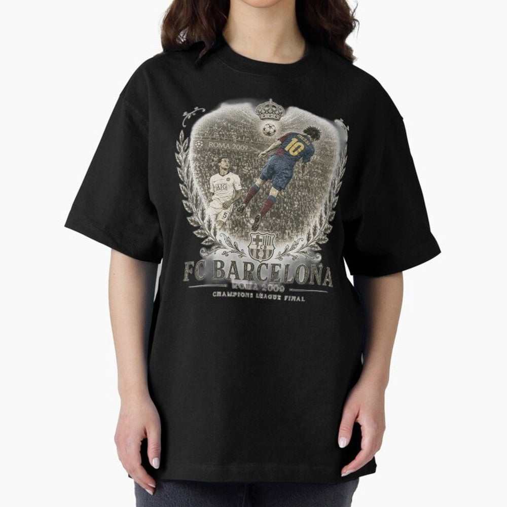 FC Barcelona Rome 2009 Champions League Final Vintage Oversized T-Shirt Mark FIFA World Cup 2026 Spirit, Inspired by Argentina, France and Brazil, Messi and Cristiano Ronaldo, Football Passion, Legendary Performances, Festival Vibes and Supporter