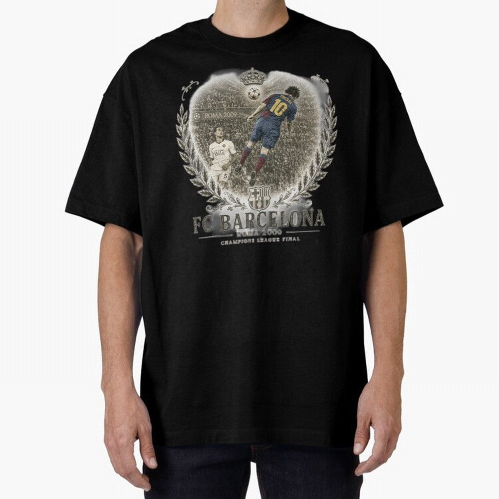FC Barcelona Rome 2009 Champions League Final Vintage Oversized T-Shirt Mark FIFA World Cup 2026 Spirit, Inspired by Argentina, France and Brazil, Messi and Cristiano Ronaldo, Football Passion, Legendary Performances, Festival Vibes and Supporter