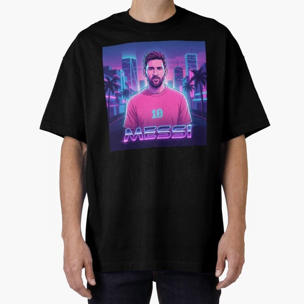 Inter Miami? Football Legend Messi Cyberpunk Retro Futurist Design (Version 2) Classic T-Shirt Bring World Football Passion into FIFA World Cup 2026 USA Canada Mexico for Fans of Messi, Neymar and Mbappe and France and Portugal, Bringing Stadium