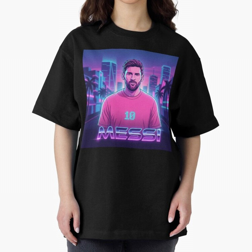 Inter Miami? Football Legend Messi Cyberpunk Retro Futurist Design (Version 2) Classic T-Shirt Bring World Football Passion into FIFA World Cup 2026 USA Canada Mexico for Fans of Messi, Neymar and Mbappe and France and Portugal, Bringing Stadium