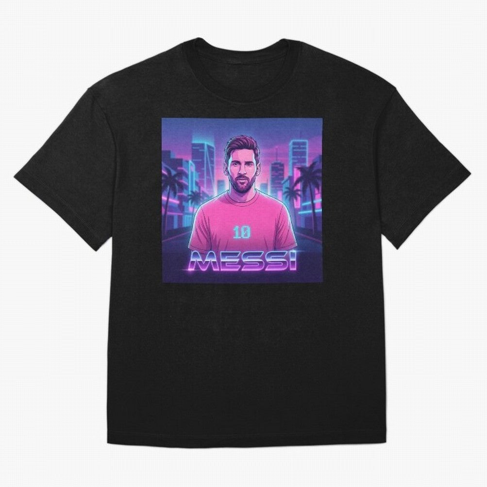 Inter Miami? Football Legend Messi Cyberpunk Retro Futurist Design (Version 2) Classic T-Shirt Bring World Football Passion into FIFA World Cup 2026 USA Canada Mexico for Fans of Messi, Neymar and Mbappe and France and Portugal, Bringing Stadium