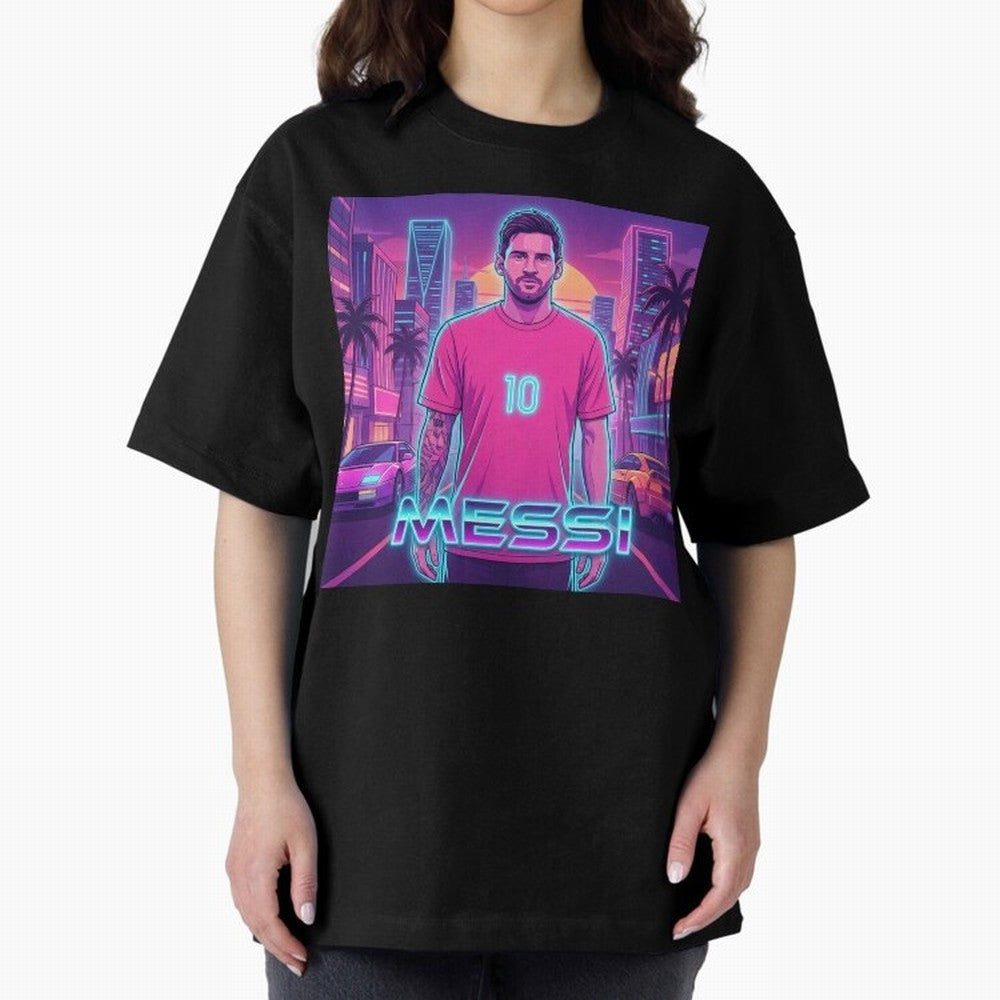 Inter Miami? Football Legend Messi Cyberpunk Retro Futurist Design (Version 3) Classic T-Shirt Bring Home the FIFA World Cup 2026 Group Stage Journey through Cristiano Ronaldo, Haaland and CR7 Highlights, Argentina and Brazil Pride, Worldwide Fan