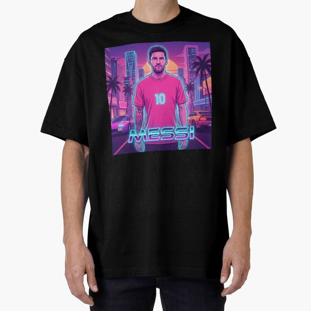 Inter Miami? Football Legend Messi Cyberpunk Retro Futurist Design (Version 3) Classic T-Shirt Bring Home the FIFA World Cup 2026 Group Stage Journey through Cristiano Ronaldo, Haaland and CR7 Highlights, Argentina and Brazil Pride, Worldwide Fan