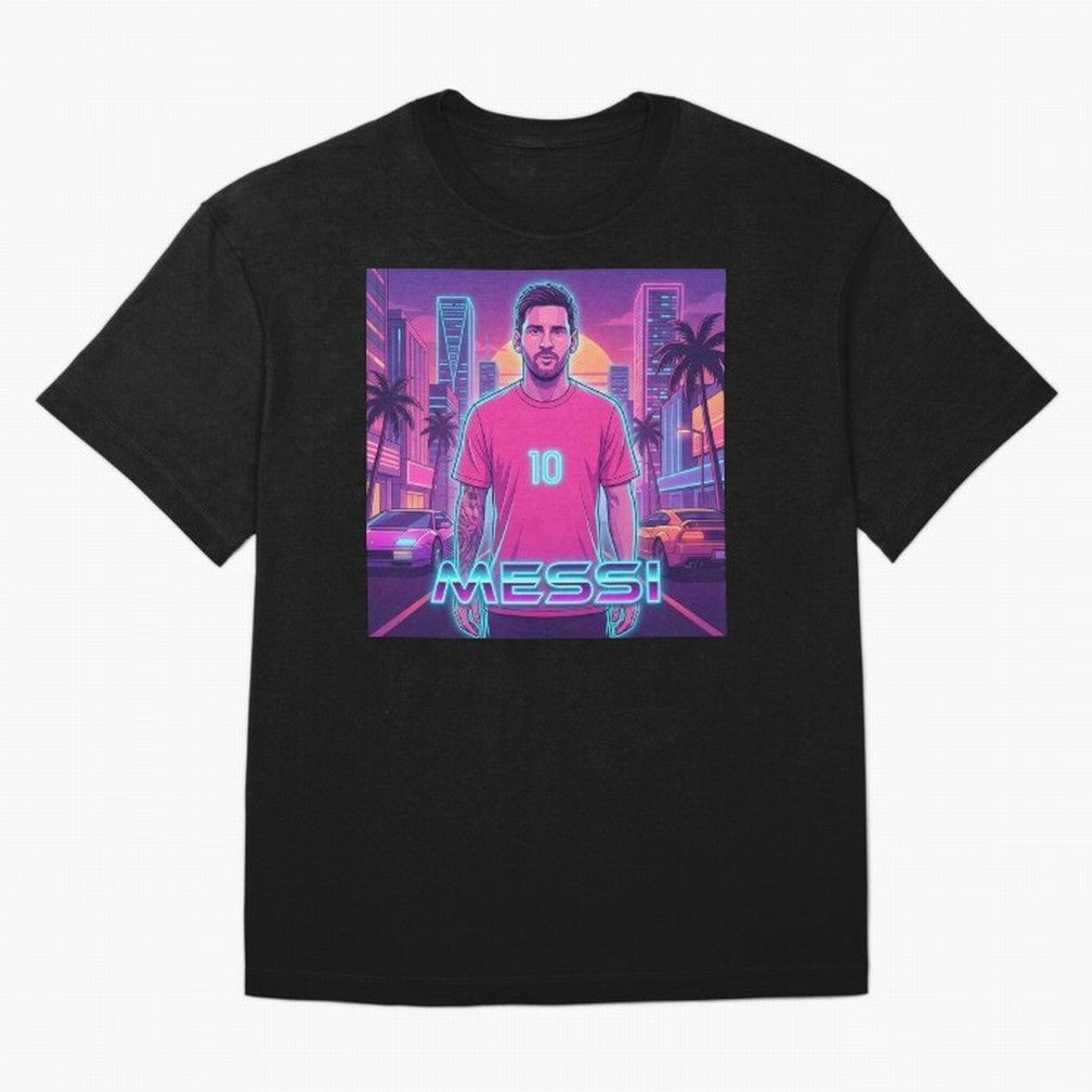 Inter Miami? Football Legend Messi Cyberpunk Retro Futurist Design (Version 3) Classic T-Shirt Bring Home the FIFA World Cup 2026 Group Stage Journey through Cristiano Ronaldo, Haaland and CR7 Highlights, Argentina and Brazil Pride, Worldwide Fan