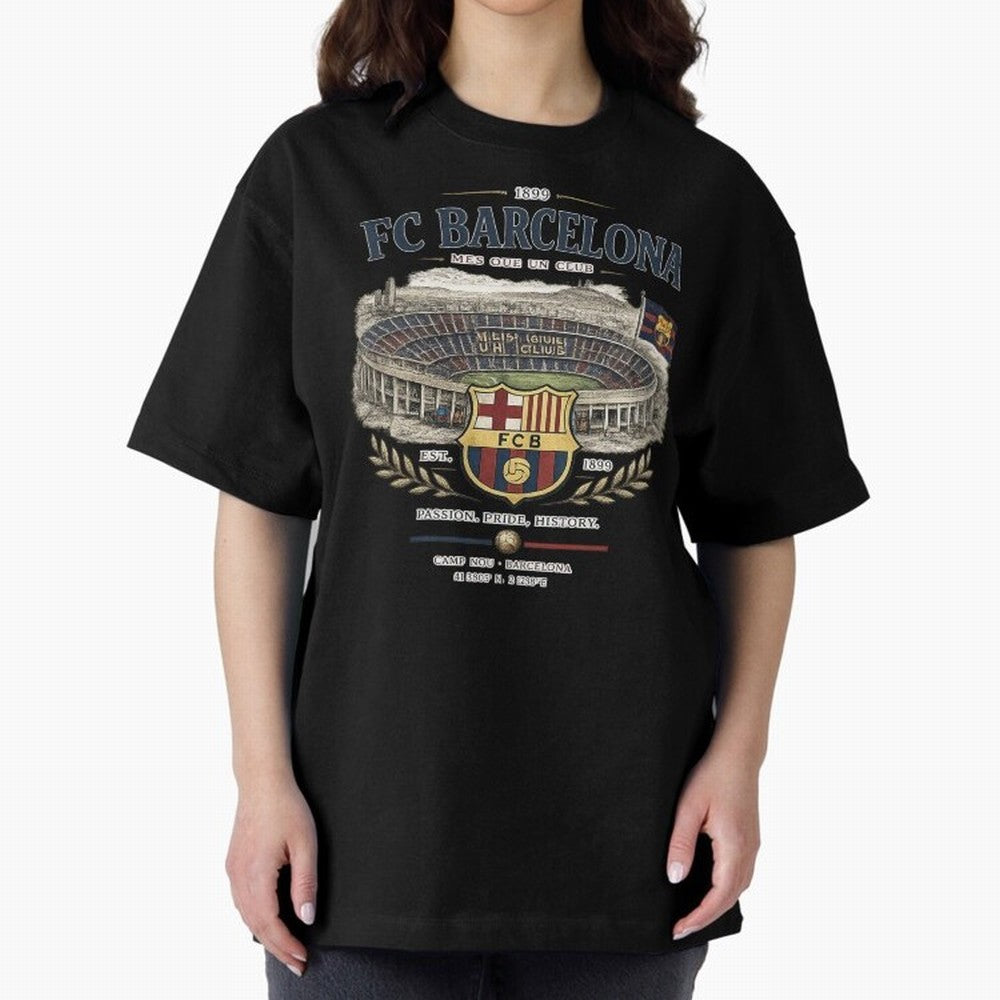FC Barcelona Vintage Football Streetwear Oversized T-Shirt Unlock the FIFA World Cup 2026 Group Stage Journey through Neymar, Haaland and Cristiano Ronaldo Highlights, Portugal, Spain and Germany Pride, Worldwide Fan Energy, Dramatic Goals, Stadium