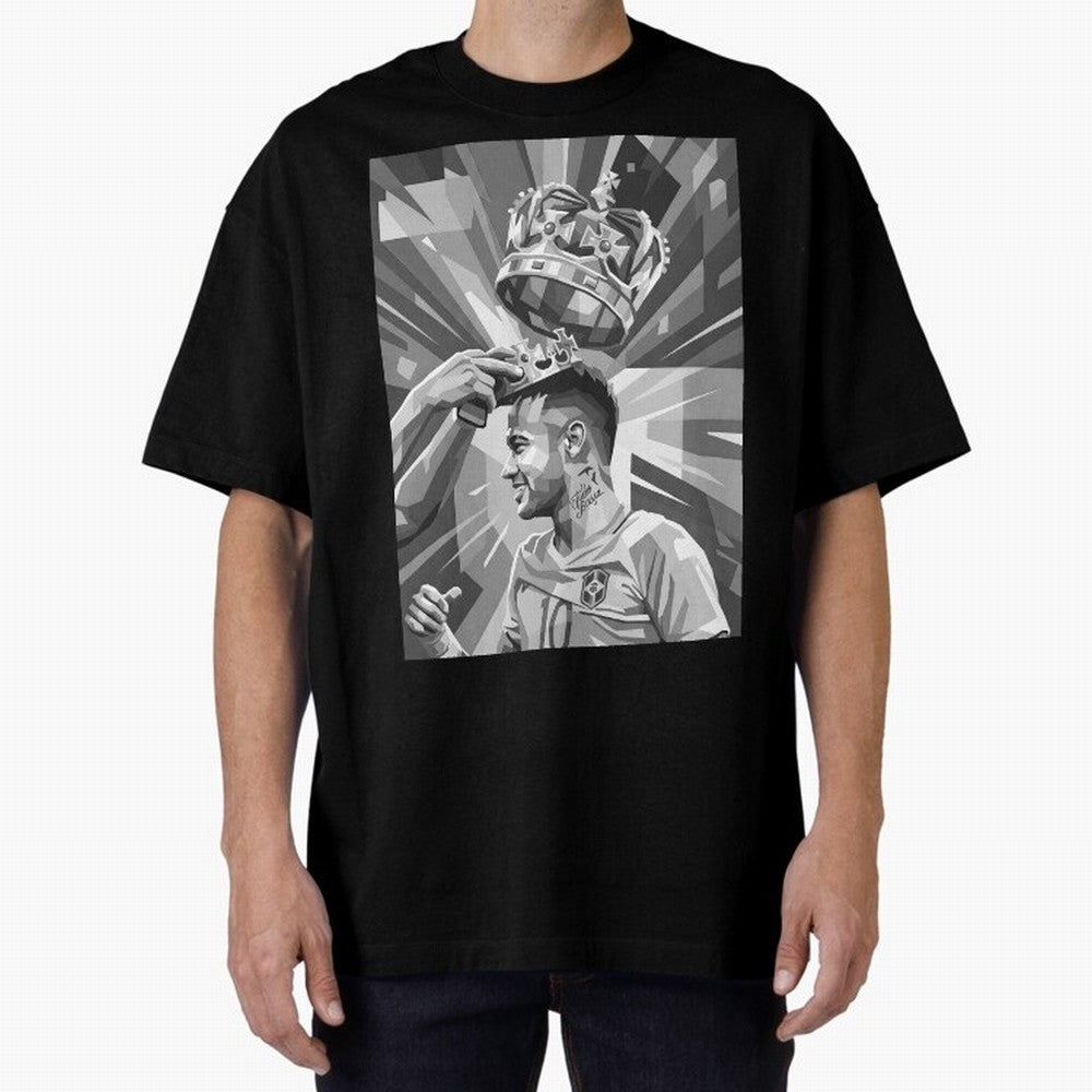 Neymar Grayscale Classic T-Shirt Celebrate Every Goal in Match Day Hype around FIFA World Cup 2026, Haaland and Mbappe, Argentina and Brazil, Vintage Soccer Flavor, Modern Football Stars, National Flags and Final Night Emotion; Great for Supporters