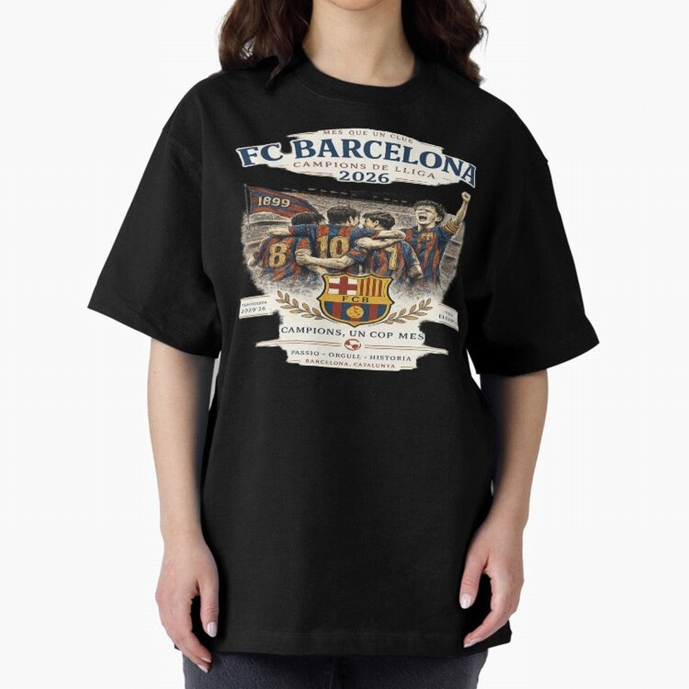 FC Barcelona Champions Vintage 2026 Oversized T-Shirt Feel the FIFA World Cup 2026 Group Stage Journey through Messi and Cristiano Ronaldo Highlights, Argentina and Brazil Pride, Match Day Excitement, Supporter Culture, Golden Goals and Global
