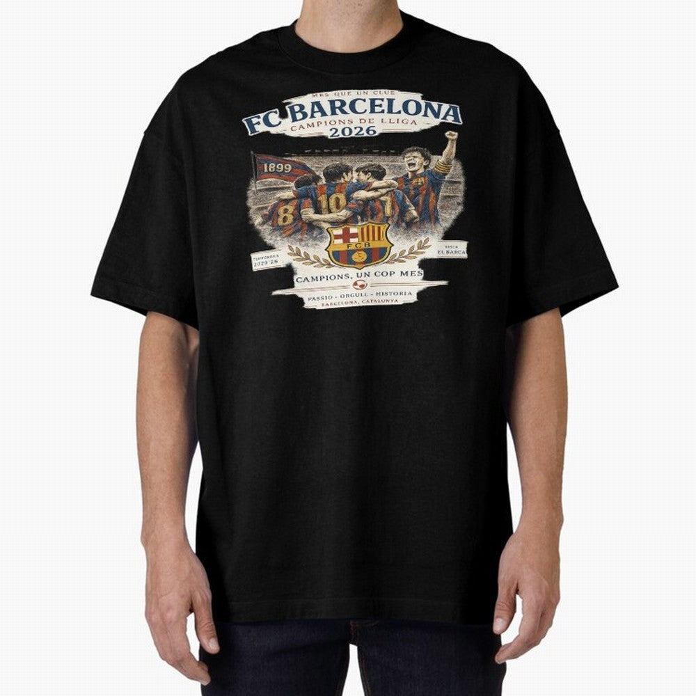 FC Barcelona Champions Vintage 2026 Oversized T-Shirt Feel the FIFA World Cup 2026 Group Stage Journey through Messi and Cristiano Ronaldo Highlights, Argentina and Brazil Pride, Match Day Excitement, Supporter Culture, Golden Goals and Global