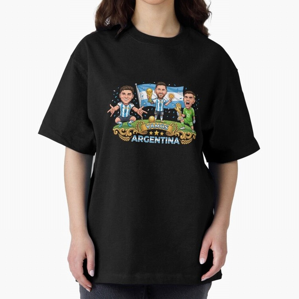 Argentina World Champions Messi Cartoon Classic T-Shirt Bring Supporter Culture to FIFA World Cup 2026 USA Canada Mexico Inspired by Haaland, Portugal Energy, Classic Soccer Heritage, Championship Pressure, Fan Loyalty and International Pride;