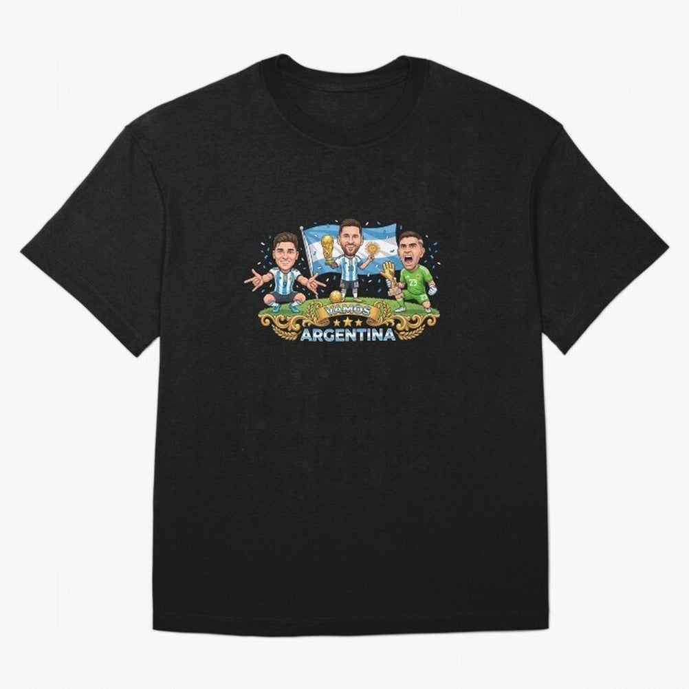 Argentina World Champions Messi Cartoon Classic T-Shirt Bring Supporter Culture to FIFA World Cup 2026 USA Canada Mexico Inspired by Haaland, Portugal Energy, Classic Soccer Heritage, Championship Pressure, Fan Loyalty and International Pride;