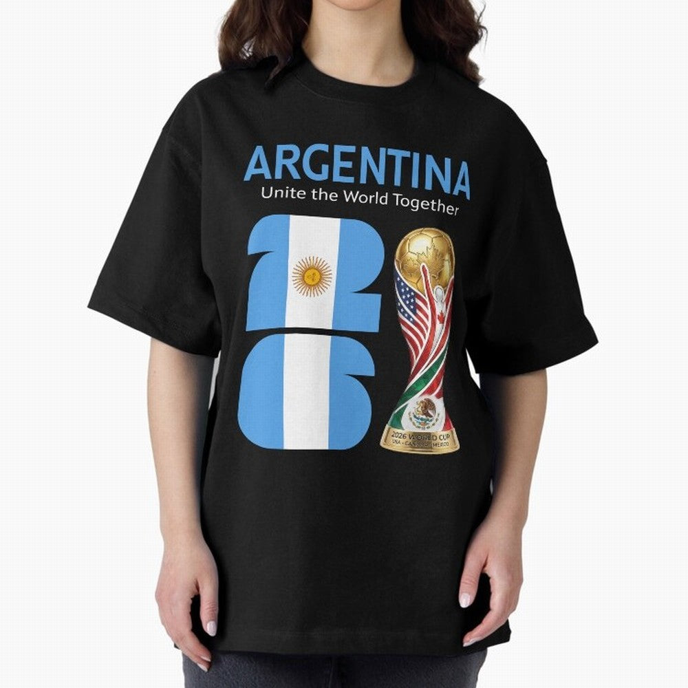 World Cup 2026, ARGENTINA Oversized T-Shirt Follow the Road to the FIFA World Cup 2026 Journey through Cristiano Ronaldo, Haaland and CR7 Highlights, Argentina, France and Brazil Pride, Vintage Soccer Flavor, Modern Football Stars, National Flags