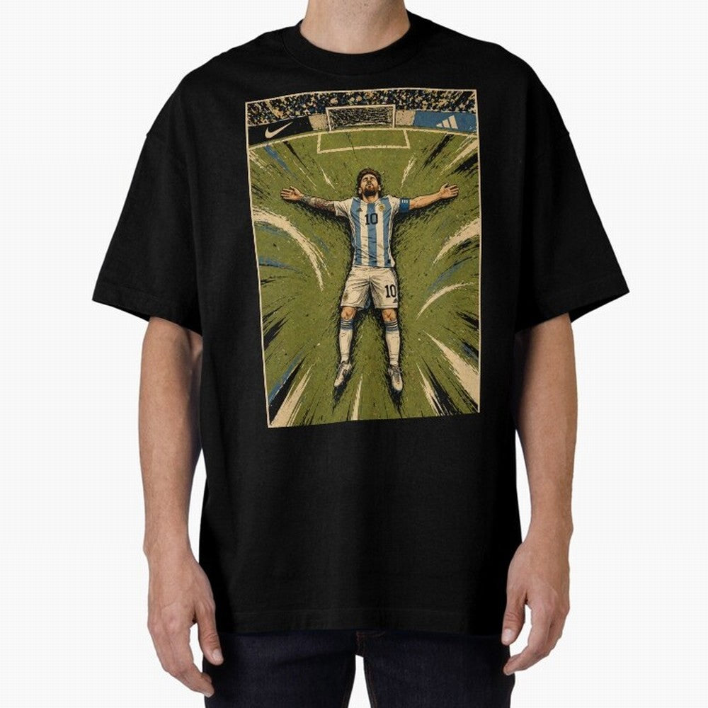 Messi Argentine Football Legend Celebration Poster | Vintage Comic Soccer Champion Art Classic T-Shirt Showcase the FIFA World Cup 2026 Group Stage Journey through Cristiano Ronaldo Highlights, England Pride, Soccer Culture, Superstar Moments,