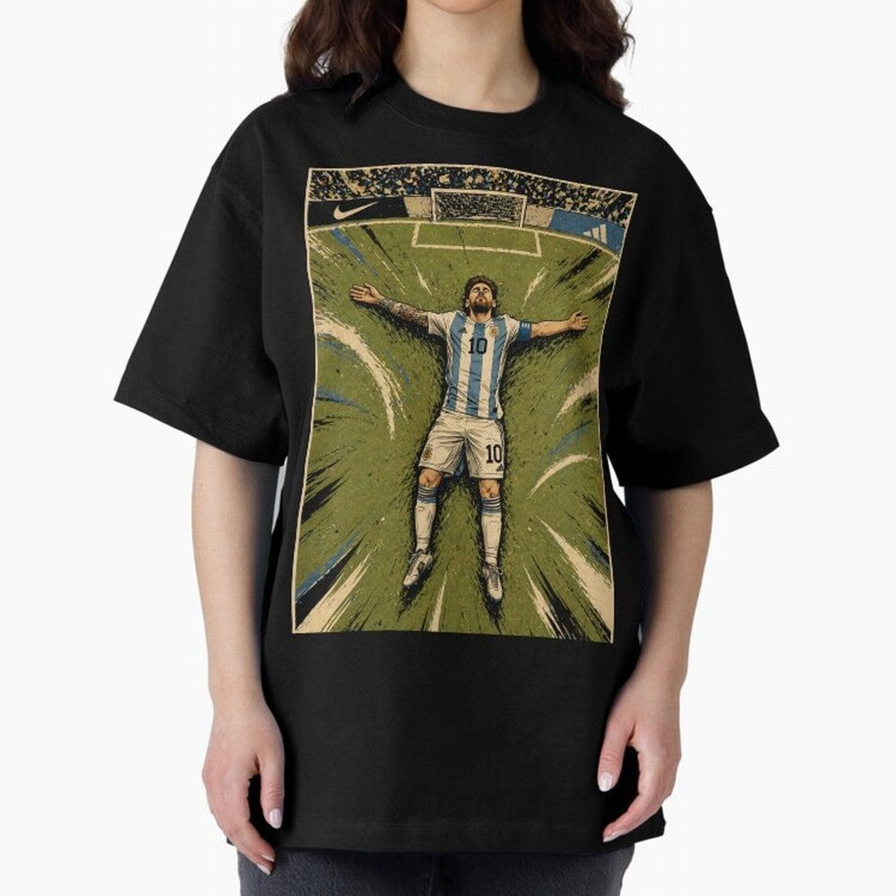Messi Argentine Football Legend Celebration Poster | Vintage Comic Soccer Champion Art Classic T-Shirt Showcase the FIFA World Cup 2026 Group Stage Journey through Cristiano Ronaldo Highlights, England Pride, Soccer Culture, Superstar Moments,