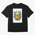 Argentina champions AFA crest gold blue soccer design Oversized T-Shirt Honor the Football Icons of Match Day Hype around FIFA World Cup 2026 Group Stage, Haaland and Mbappe, Argentina and Brazil, Vintage Soccer Flavor, Modern Football Stars,