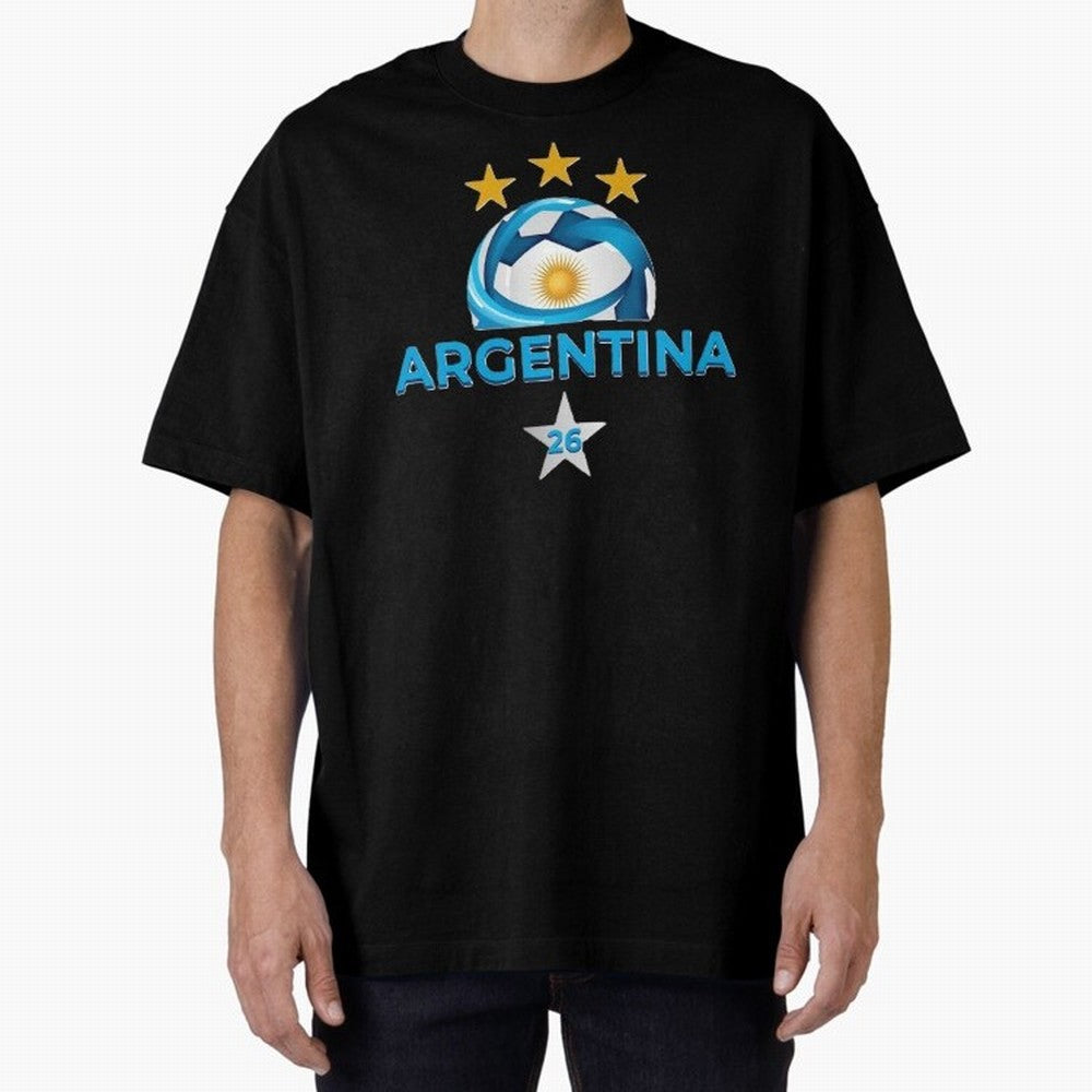 Argentina 2026 Stars Oversized T-Shirt Treasure FIFA World Cup 2026 USA Canada Mexico Spirit, Made for Spain, Haaland, Classic Soccer Heritage, Championship Pressure, Fan Loyalty and International Pride; Made for Die Hard Supporters, Soccer Lovers,