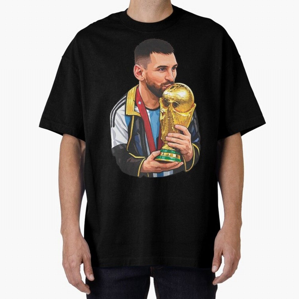 Messi celebrating the 2022 World Cup victory Classic T-Shirt Embrace FIFA World Cup 2026 USA Canada Mexico Filled with Neymar, France and Portugal Energy, Vintage Soccer Flavor, Modern Football Stars, National Flags and Final Night Emotion; Ideal