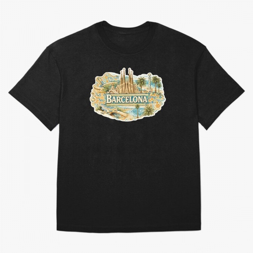 Barcelona Souvenir Sagrada Familia and Mosaic Design Oversized T-Shirt Follow the Final Road of FIFA World Cup 2026 Inspired by Haaland, France Energy, Football History, Final Match Energy, Crowd Noise and Once in a Lifetime Moments; Perfect for