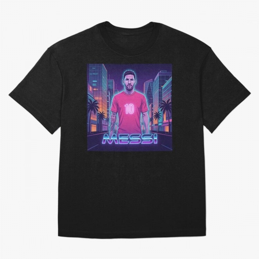 Inter Miami Football Legend Messi Cyberpunk Retro Futurist Design Classic T-Shirt Celebrate Global Football Passion for FIFA World Cup 2026 Group Stage, Built around Mbappe and Neymar, Germany, Game Day Rituals, Football Legends, Country Pride and