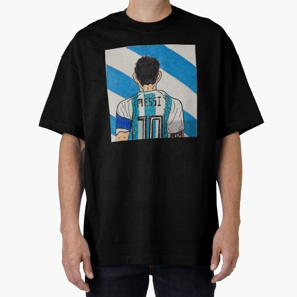 Messi Artwork Oversized T-Shirt Show Fan Pride Across the FIFA World Cup 2026 Journey through Cristiano Ronaldo Highlights, Spain Pride, Retro Football Energy, Iconic Rivalries, Trophy Chase Drama and Stadium Atmosphere; Built for Supporters