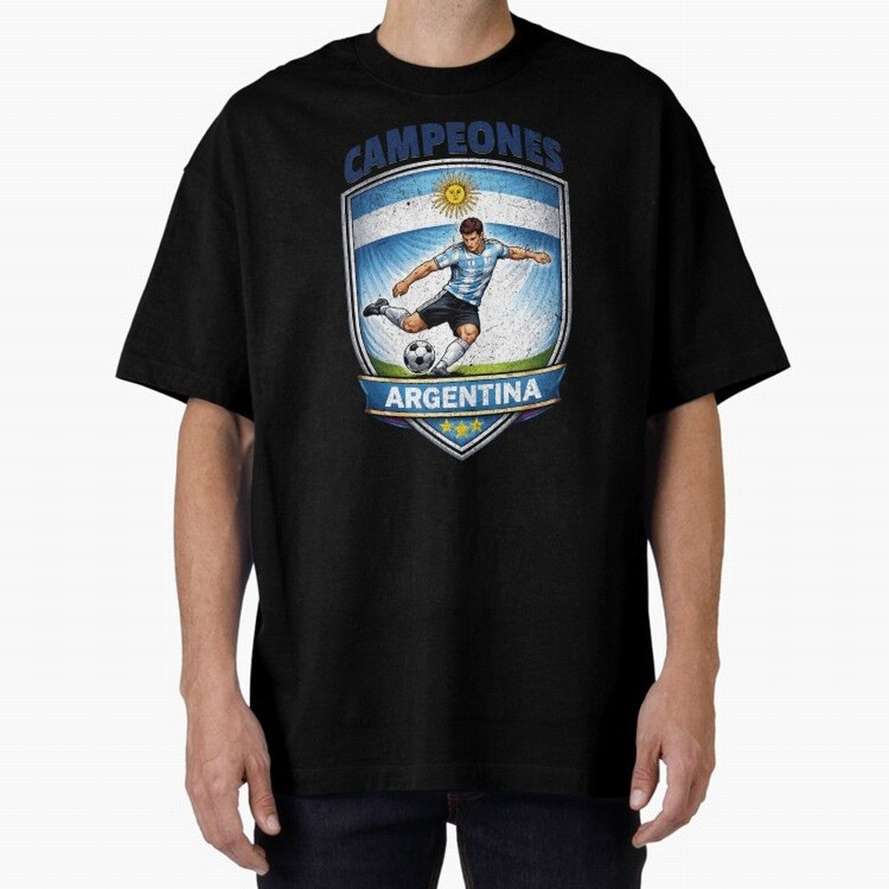 Argentina Vintage Soccer Badge - Campeones 3 Stars Essential T-Shirt Share Match Day Hype around FIFA World Cup 2026 USA Canada Mexico, Mbappe and Neymar, Portugal, Spain and Germany, Game Day Rituals, Football Legends, Country Pride and the Road