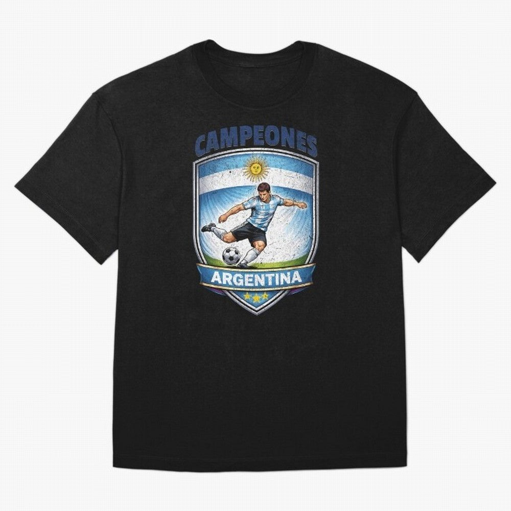 Argentina Vintage Soccer Badge - Campeones 3 Stars Essential T-Shirt Share Match Day Hype around FIFA World Cup 2026 USA Canada Mexico, Mbappe and Neymar, Portugal, Spain and Germany, Game Day Rituals, Football Legends, Country Pride and the Road