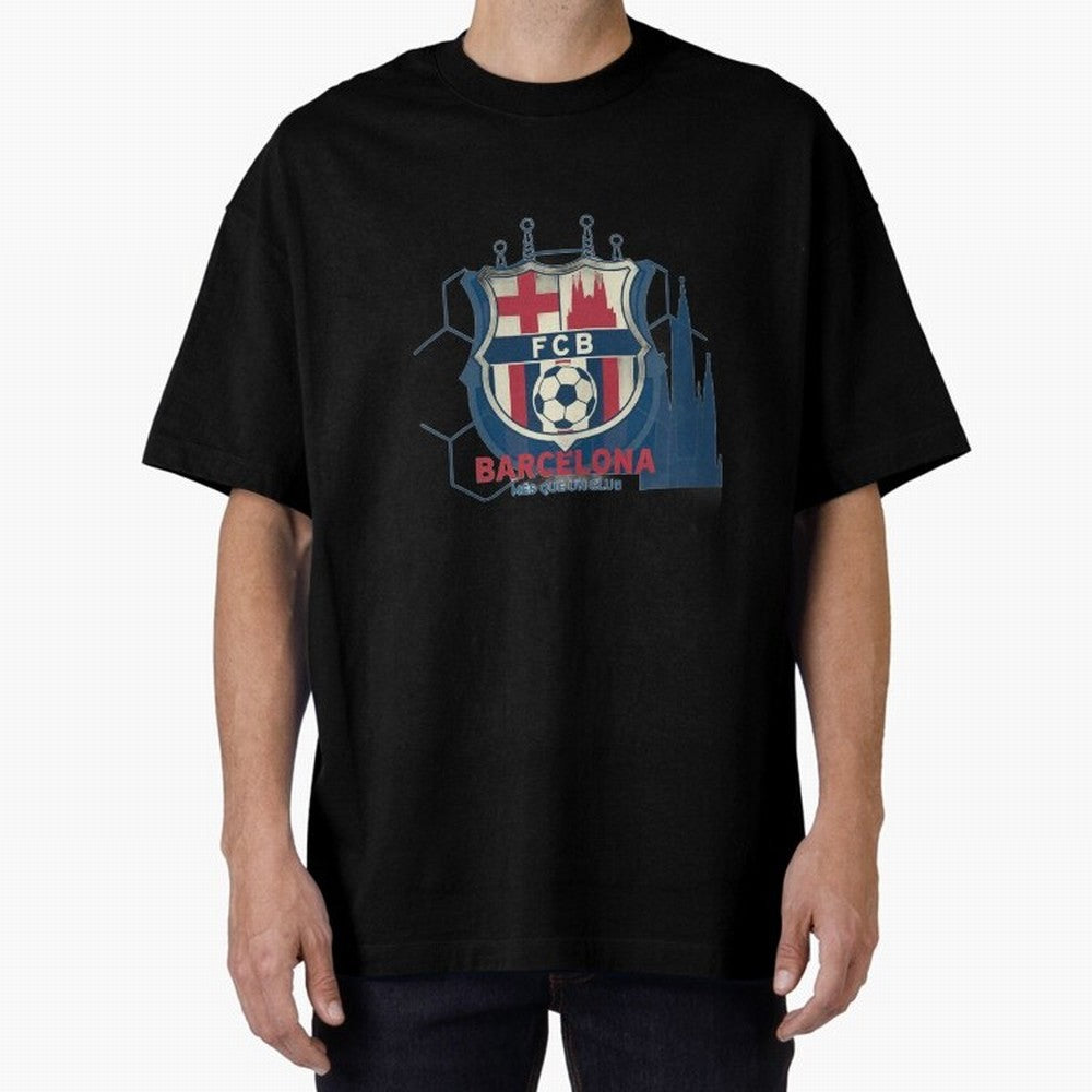 FCB Minimalist - Football Fan Design Oversized T-Shirt Show Support during FIFA World Cup 2026 Group Stage for Fans of Messi, Neymar and Mbappe and Brazil, Bringing Championship Spirit, Famous Goals, Roaring Crowds and International Football Unity;