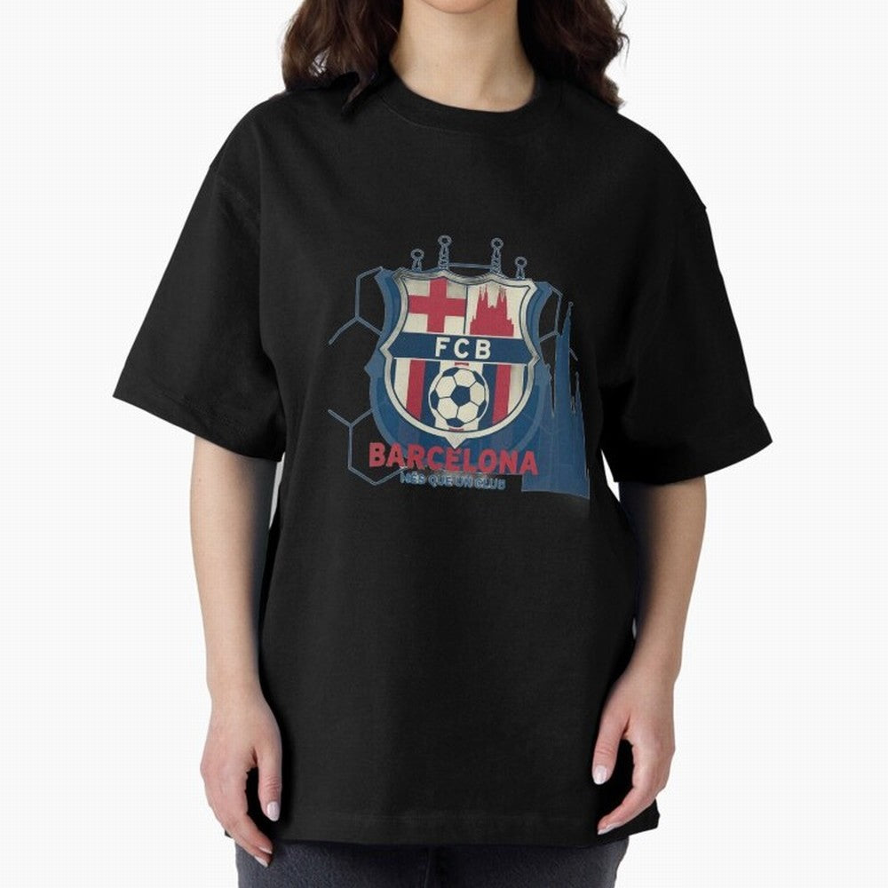 FCB Minimalist - Football Fan Design Oversized T-Shirt Show Support during FIFA World Cup 2026 Group Stage for Fans of Messi, Neymar and Mbappe and Brazil, Bringing Championship Spirit, Famous Goals, Roaring Crowds and International Football Unity;