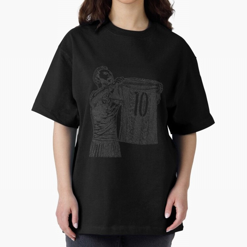 Messi, Barcelona, Bernabeu, Classic Football Moment Oversized T-Shirt Show Your Love for FIFA World Cup 2026 USA Canada Mexico for Fans of Cristiano Ronaldo, Haaland and CR7 and Portugal, Bringing Worldwide Fan Energy, Dramatic Goals, Stadium