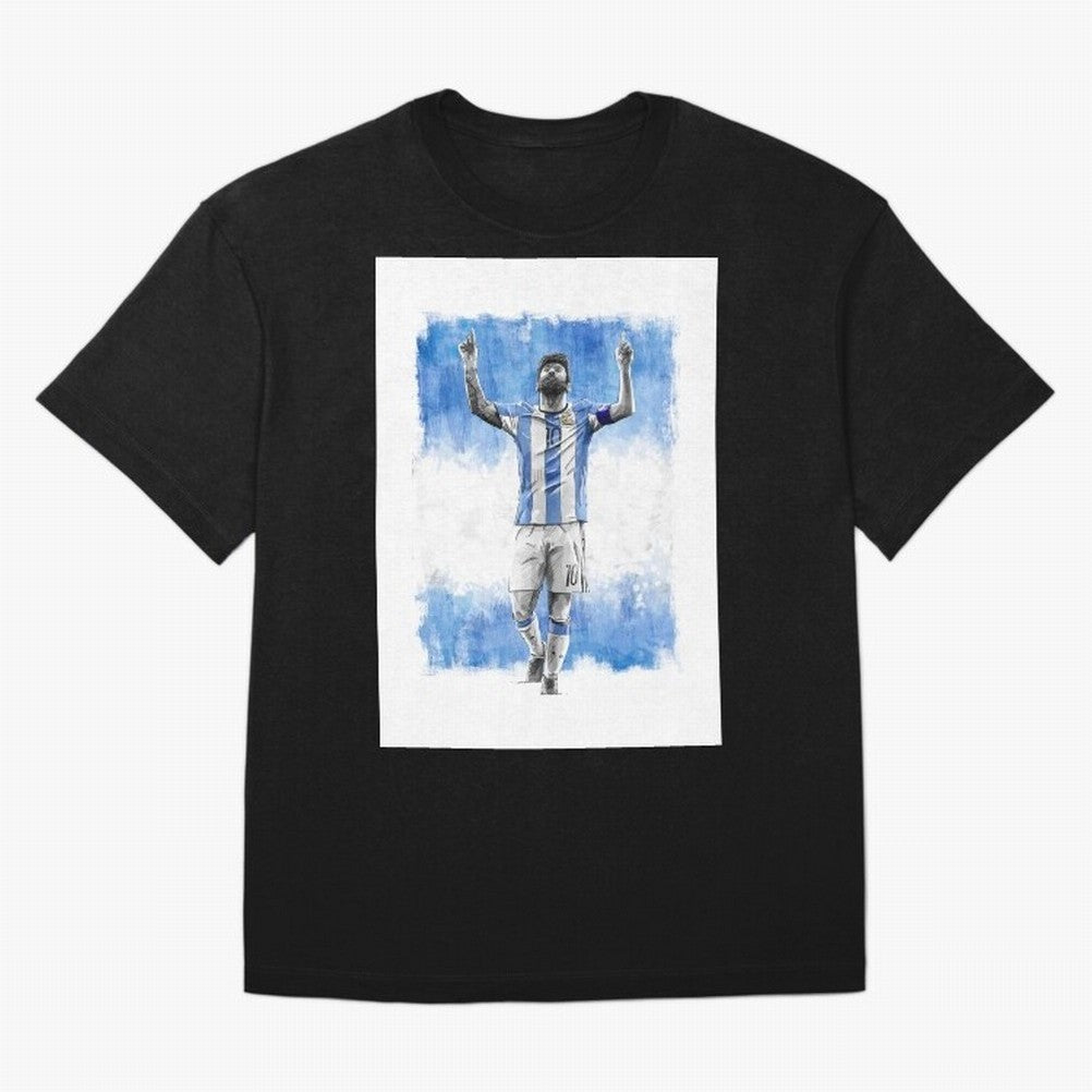 Messi Argentina Football Drawing Oversized T-Shirt Carry the Colors and Pride of Global Football Passion for FIFA World Cup 2026 USA Canada Mexico, Capturing Mbappe, Argentina, Fan Favorite Moments, National Team Passion, Big Match Drama and Soccer