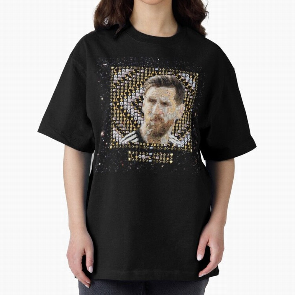 GOAT Emojified ¨C Messi-Inspired Visual Tribute | Legendary Football Grid Art | Iconic Symbolism in Emoji Form Oversized T-Shirt Bring Home Match Day Hype around FIFA World Cup 2026, Mbappe, Portugal, Goal Celebration Energy, Supporter Heritage,