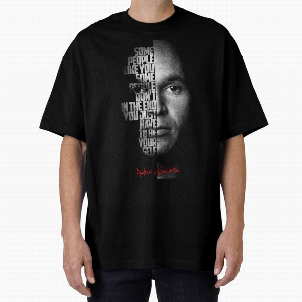 Black and white Andres Iniesta Quote. Oversized T-Shirt Bring Retro Soccer Energy to FIFA World Cup 2026 Group Stage Built around Haaland and Mbappe, Portugal, Spain and Germany Energy, Worldwide Fan Energy, Dramatic Goals, Stadium Lights and