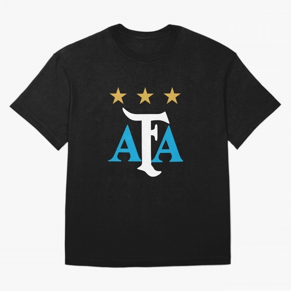 AFA logo - Argentina (light blue, white & gold) Oversized T-Shirt Make Every Kick Count in FIFA World Cup 2026 for Fans of Messi and Cristiano Ronaldo and England, France and Netherlands, Bringing Game Day Rituals, Football Legends, Country Pride