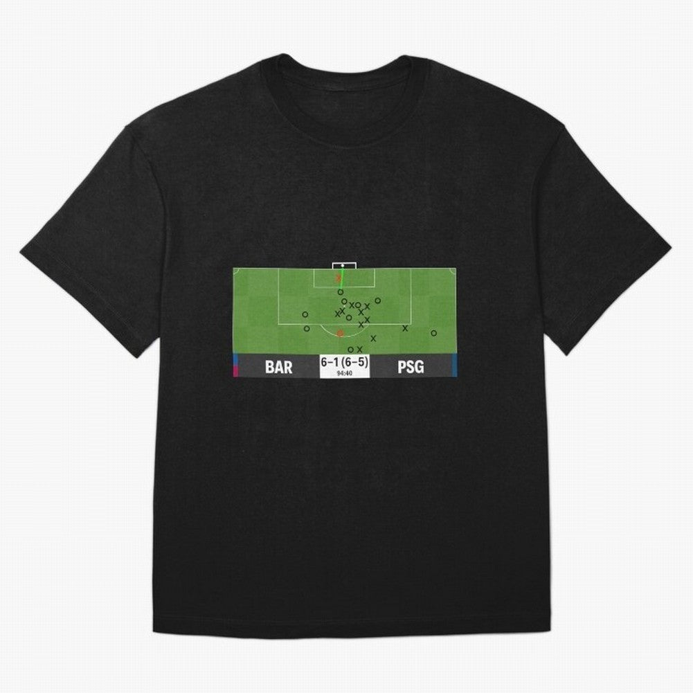 Barcelona vs Paris Saint-Germain 6-1 (6-5) @ 94:40 Goal by Sergi Roberto (La Remontada) Classic T-Shirt Make Memories around Global Football Passion for FIFA World Cup 2026 Group Stage, Celebrating Messi, CR7 and Mbappe, Spain and Netherlands,