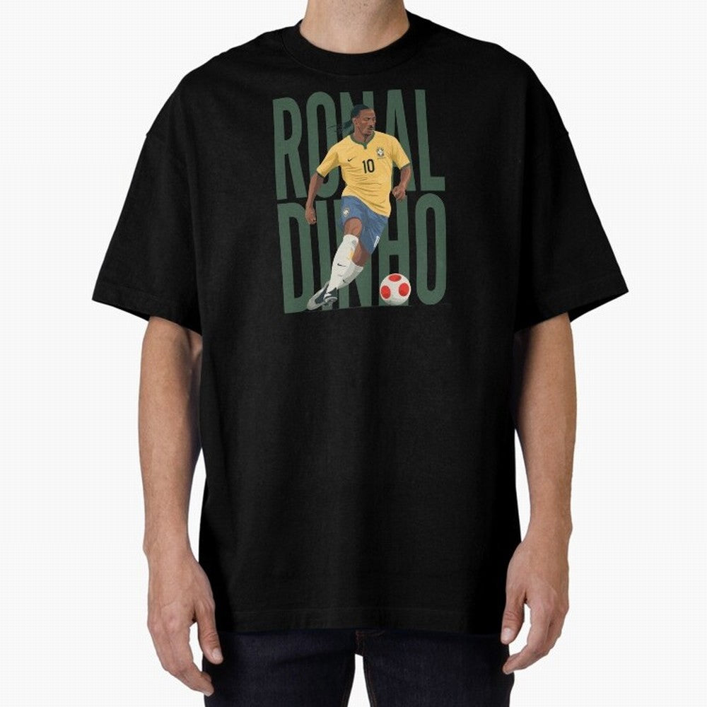 Ronaldinho Gaucho in action Minimalist Graphic Premium T-Shirt Cheer for Match Day Hype around FIFA World Cup 2026, Neymar, Haaland and Cristiano Ronaldo, Spain and Netherlands, Soccer Culture, Superstar Moments, National Team Dreams and