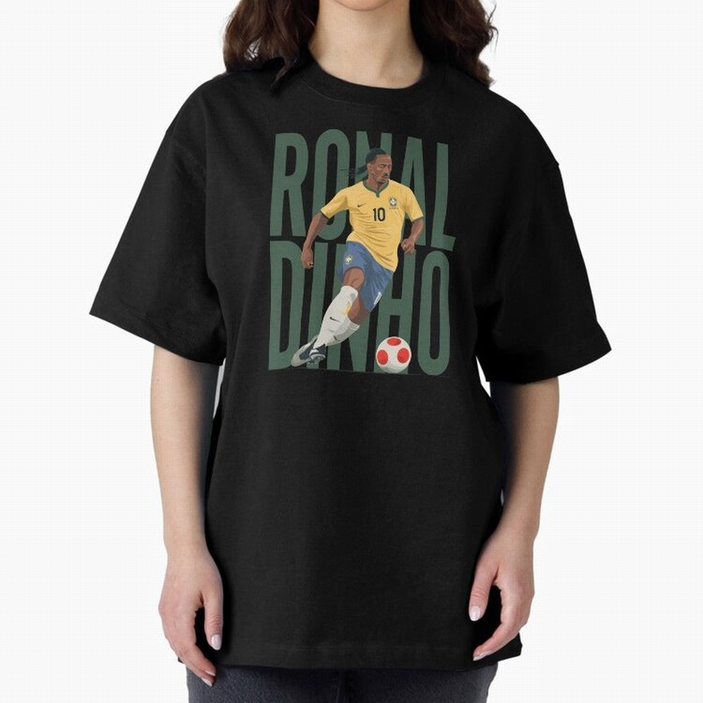 Ronaldinho Gaucho in action Minimalist Graphic Premium T-Shirt Cheer for Match Day Hype around FIFA World Cup 2026, Neymar, Haaland and Cristiano Ronaldo, Spain and Netherlands, Soccer Culture, Superstar Moments, National Team Dreams and