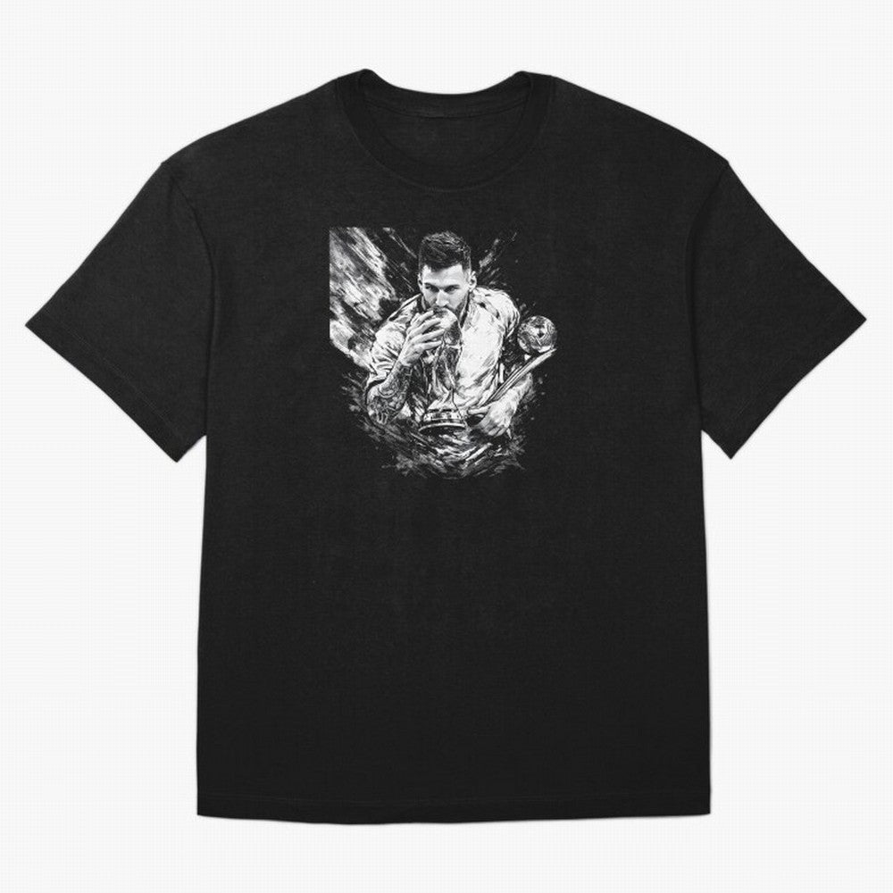 Eternal Glory ¨C Inked Champion Tribute Messi Premium T-Shirt Remember Iconic Moments from FIFA World Cup 2026 Group Stage Spirit, Capturing Spain and Netherlands, Messi, Neymar and Mbappe, Retro Football Energy, Iconic Rivalries, Trophy Chase