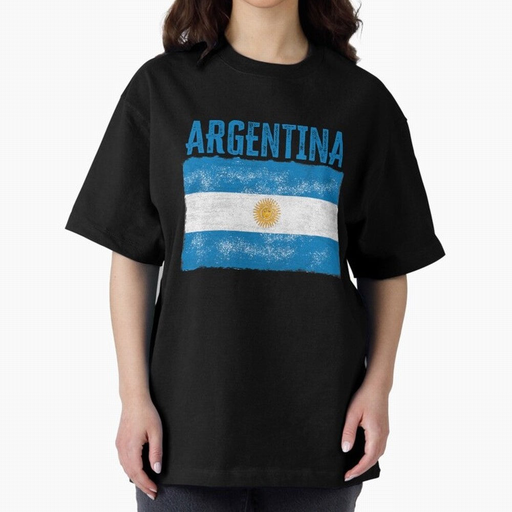 Argentina Oversized T-Shirt Honor the Beautiful Game during Global Football Passion for FIFA World Cup 2026 USA Canada Mexico, Driven by CR7 and Messi, Spain, Soccer Culture, Superstar Moments, National Team Dreams and Competitive Fire; Perfect for