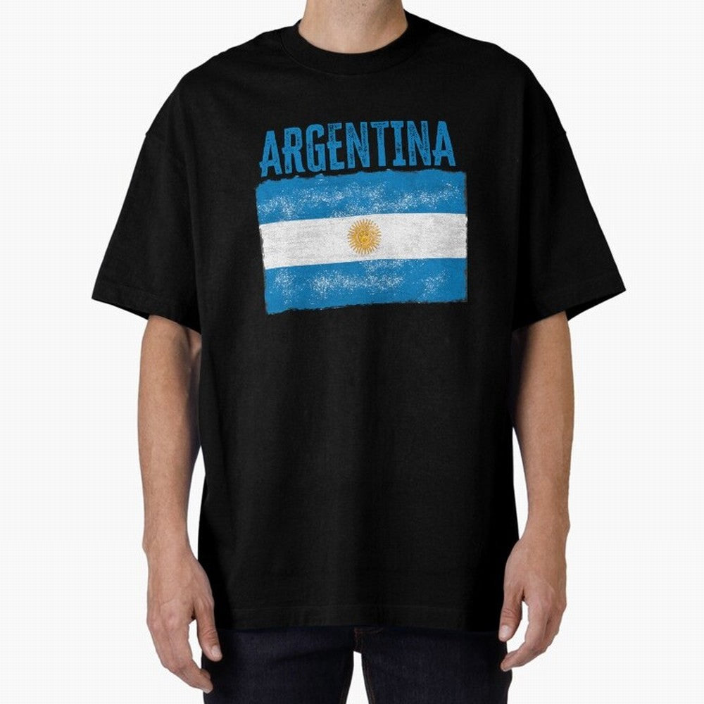 Argentina Oversized T-Shirt Honor the Beautiful Game during Global Football Passion for FIFA World Cup 2026 USA Canada Mexico, Driven by CR7 and Messi, Spain, Soccer Culture, Superstar Moments, National Team Dreams and Competitive Fire; Perfect for